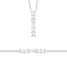 Collier barrette verticale de zircons ronds et baguette en argent 925