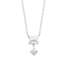 Collier barrettes superposées et zircon en pampille en argent 925