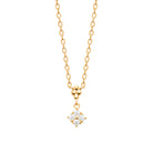 Collier perle de métal et zircon en pampille en plaqué or