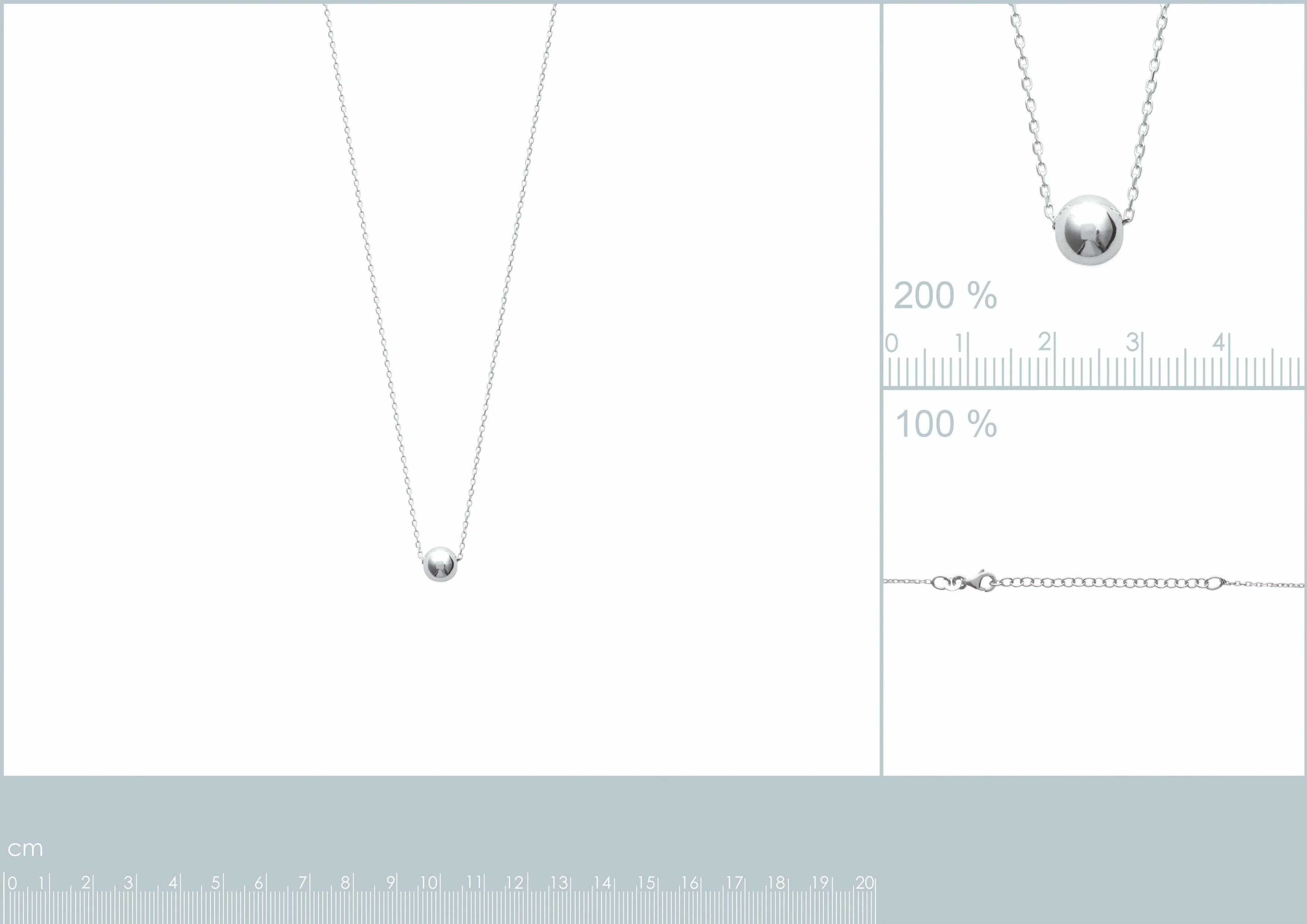 Collier boule en argent 925 rhodié 45 cm