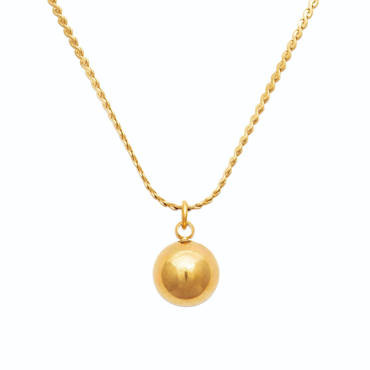 Collier boule lisse sur chaîne torsadée en acier doré
