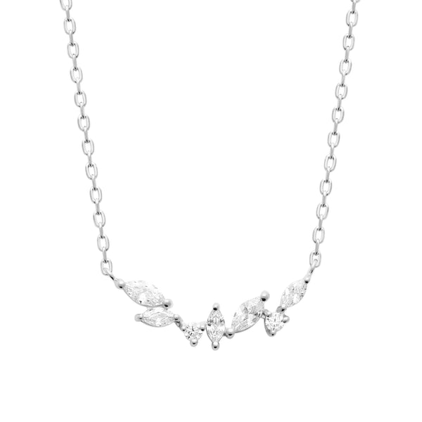 Collier branche de navettes en argent 925 et zircons