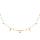 Collier chaîne à pampilles cœurs et gouttes en plaqué or