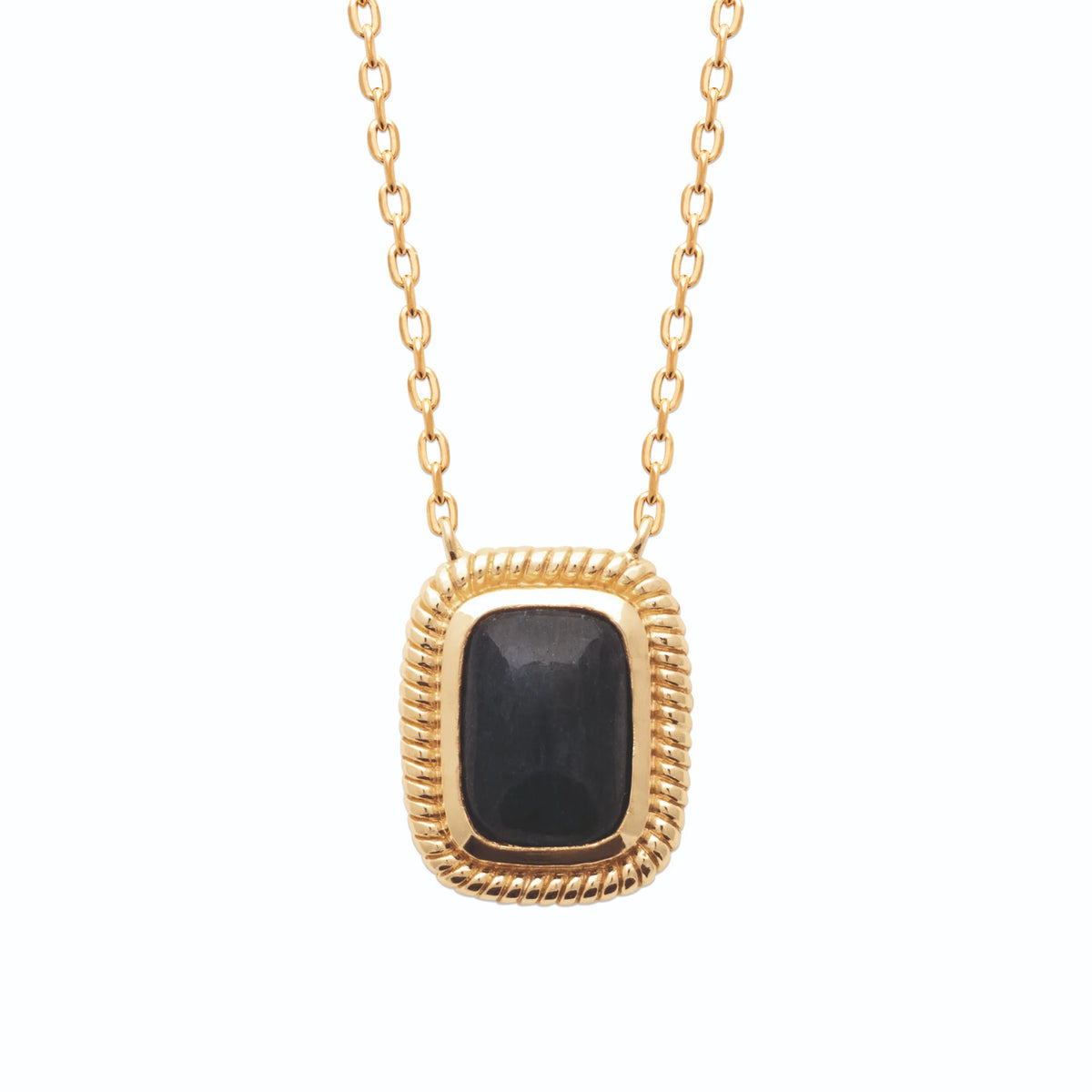 Collier cabochon d’aventurine bleue et cadre torsadé en plaqué or