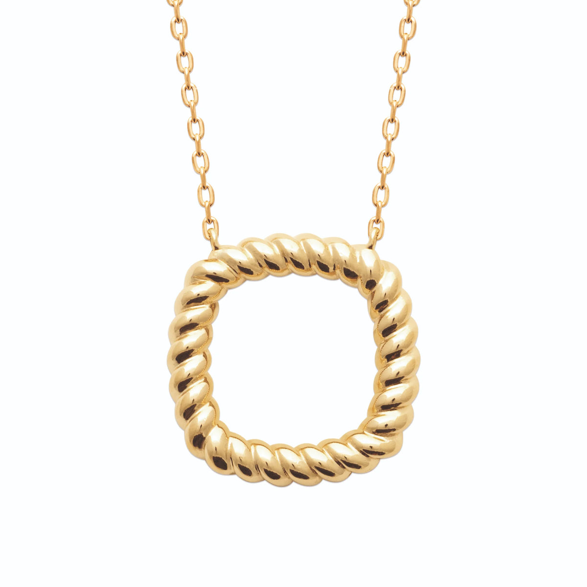 Collier carré en fil torsadé façon cordage en plaqué or