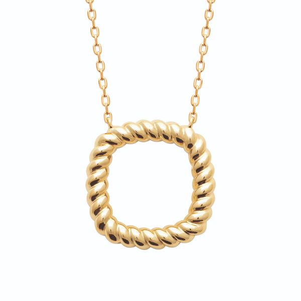 Collier carré en fil torsadé façon cordage en plaqué or
