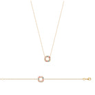 Collier carré ouvert pavé de pierres multicolores en plaqué or