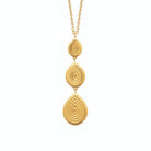 Collier cascade de trois gouttes gravées en acier doré