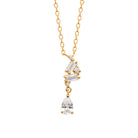 Collier cascade de zircons baguette et goutte en plaqué or