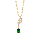 Collier cascade de zircons et goutte vert profond en plaqué or