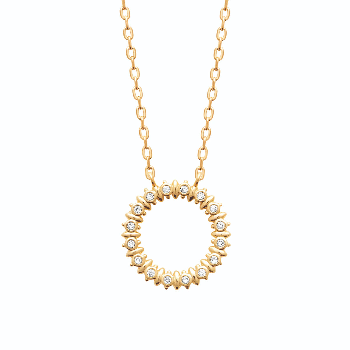Collier cercle couronne de zircons et pointes de métal en plaqué or