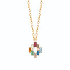 Collier cercle de pierres baguette multicolores en plaqué or