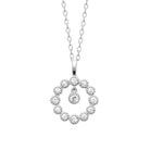 Collier cercle de zircons millegrain et zircon suspendu en argent 925