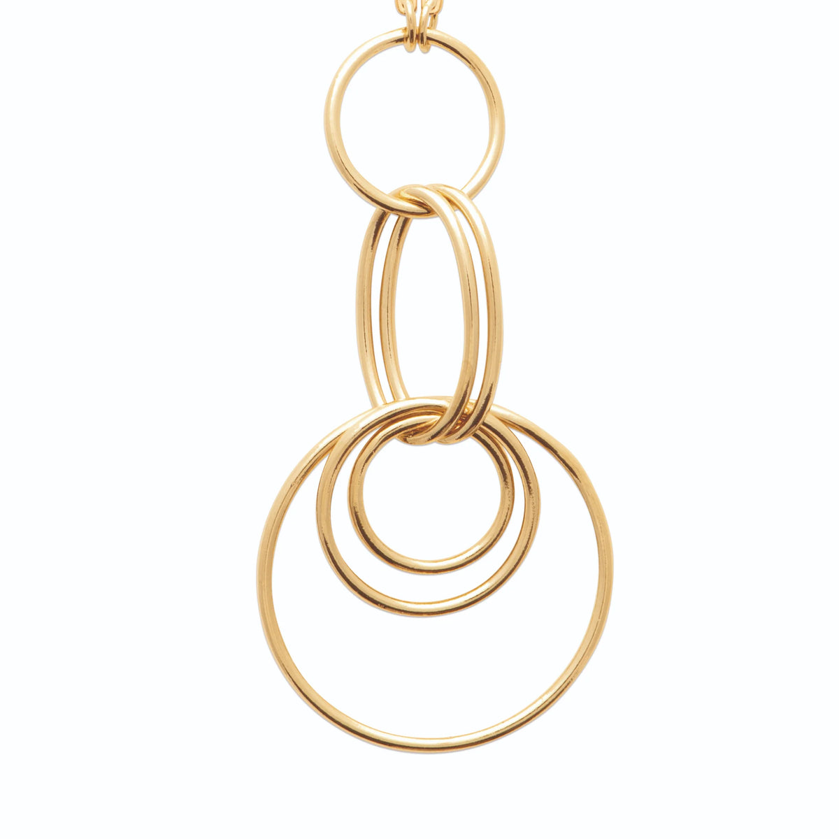 Collier cascade de cercles filaires imbriqués en plaqué or