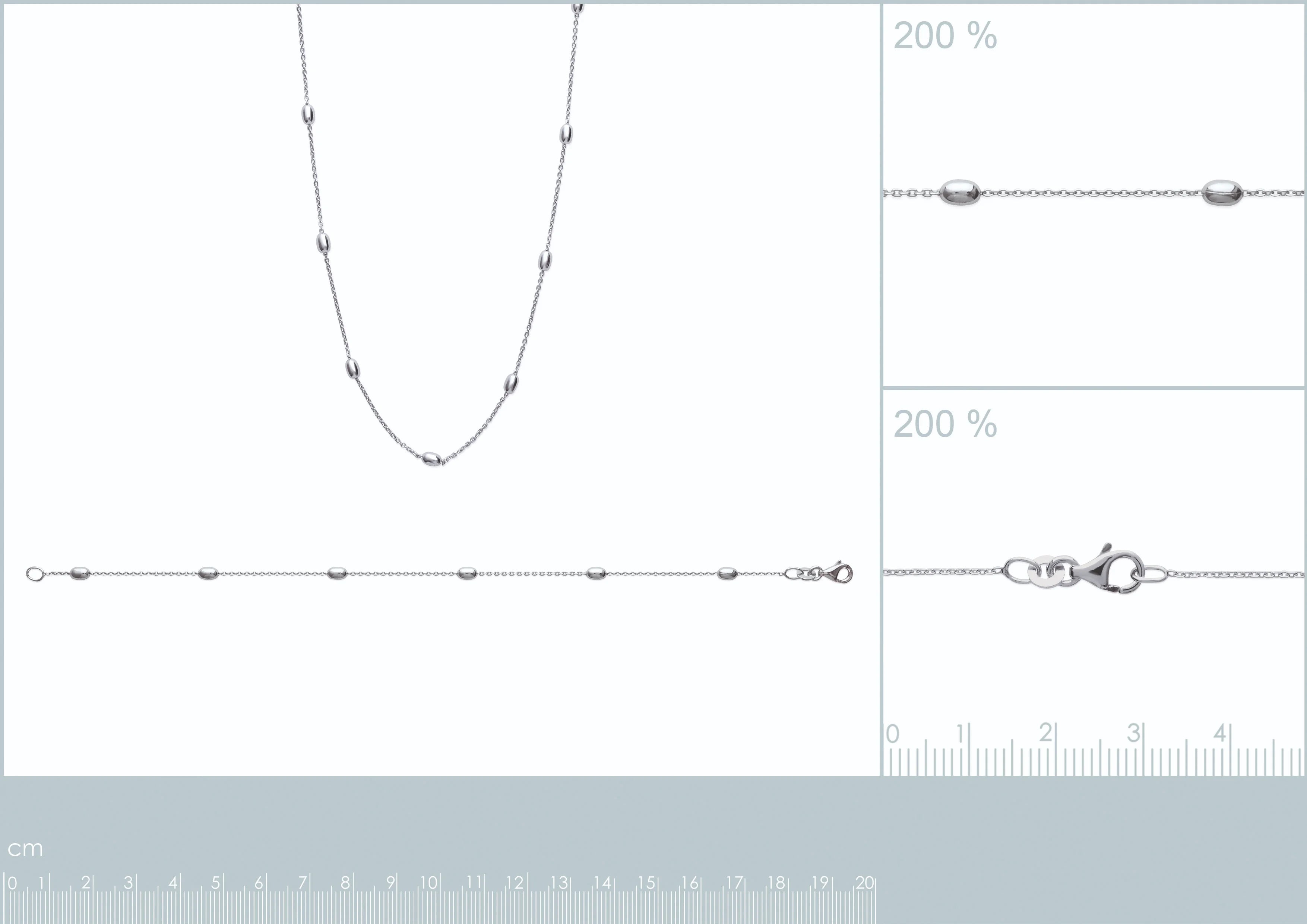 Collier chaîne à olives en argent 925 rhodié 45 cm
