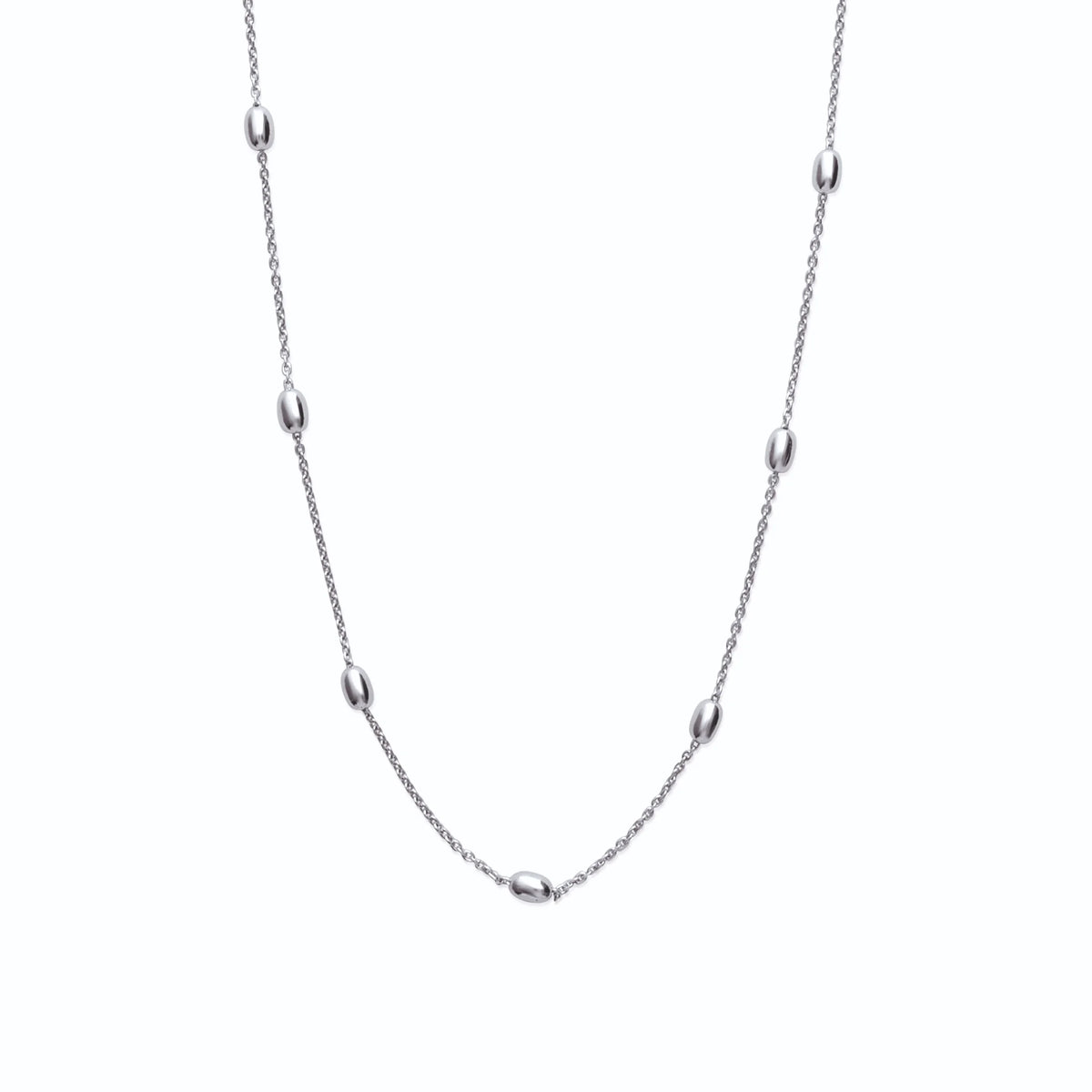 Collier chaîne à olives en argent 925 rhodié 45 cm
