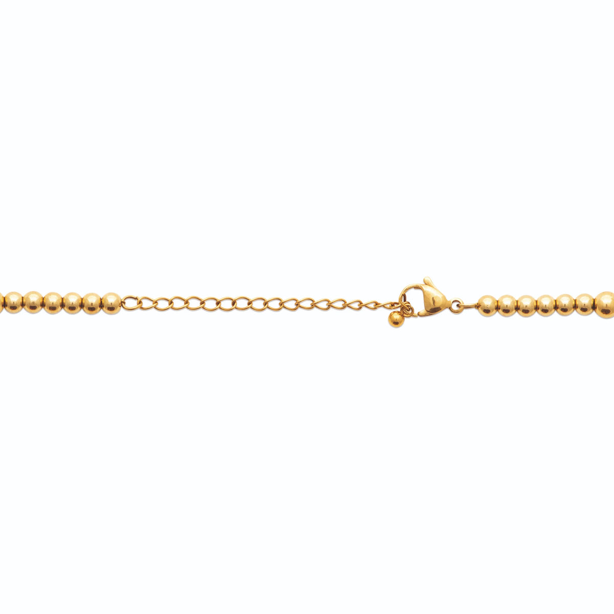 Collier chaîne de billes ras du cou en acier doré