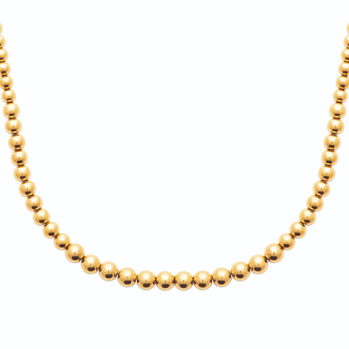 Collier chaîne de billes ras du cou en acier doré