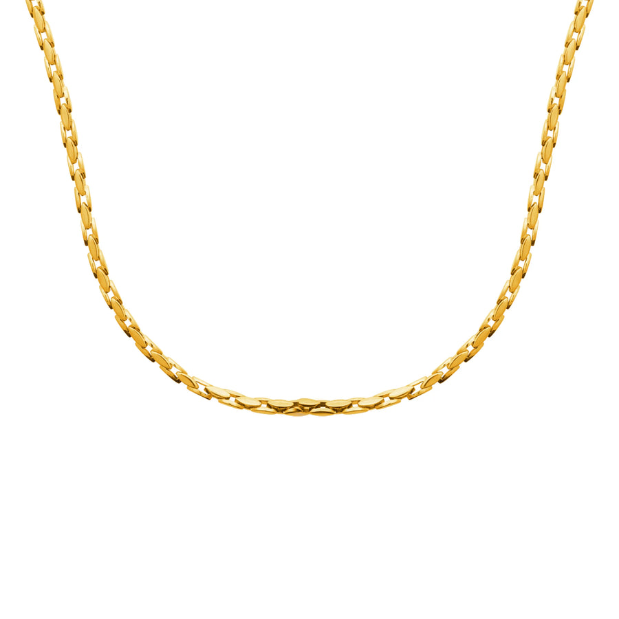 Collier chaîne fine en acier PVD doré homme 60 cm, porté