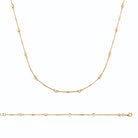 Collier chaîne fine perles et barrettes de métal en plaqué or