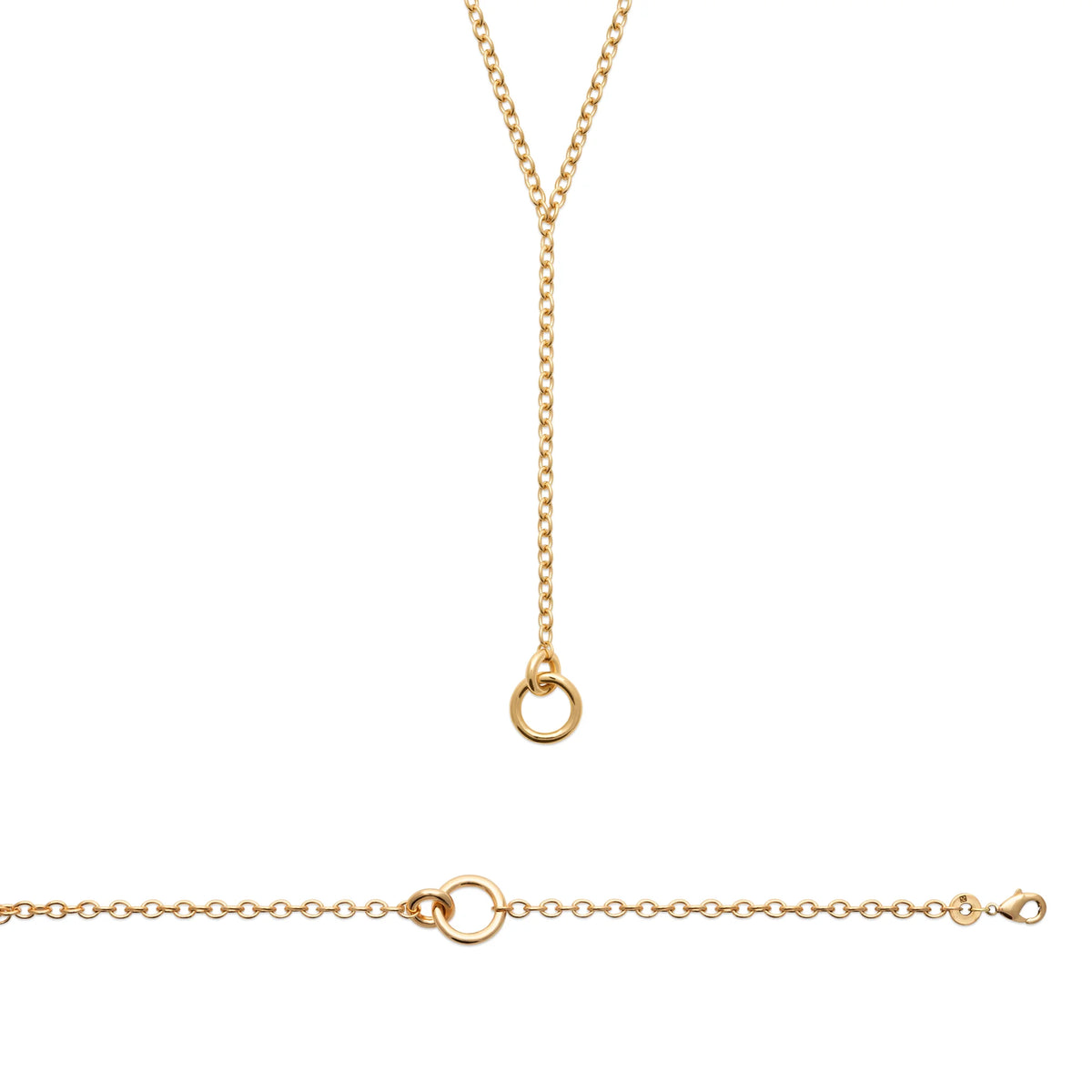 Collier chaîne forçat à double anneau en plaqué or homme