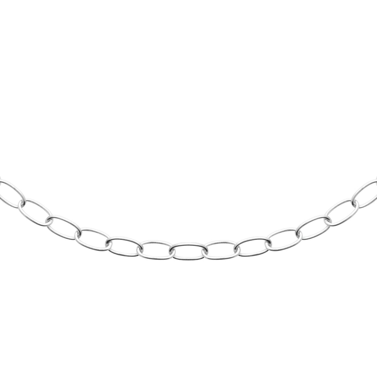 Collier chaîne seule à mailles forçat allongées et fines en argent 925