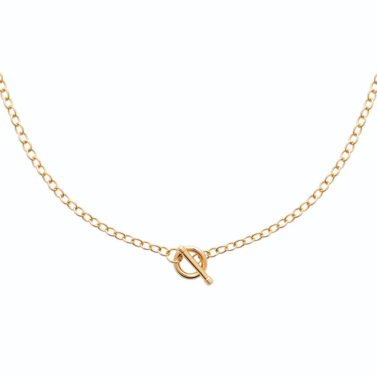 Collier chaîne forçat à fermoir en T sur le devant en plaqué or