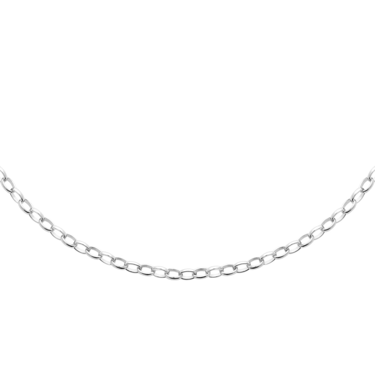 Collier chaîne seule à mailles forçat ovales et bombées en argent 925