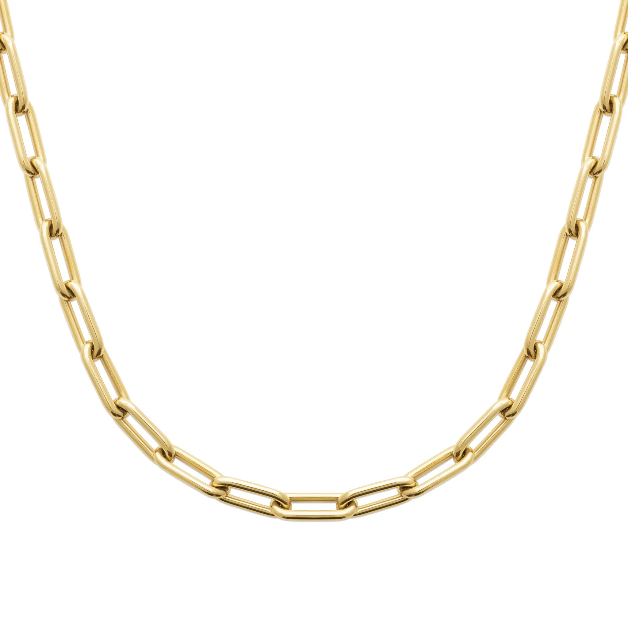 Collier Chaîne Maille Trombone – Finition PVD Or Miroir