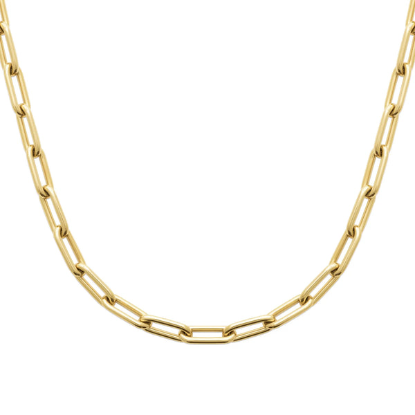 Collier Chaîne Maille Trombone – Finition PVD Or Miroir
