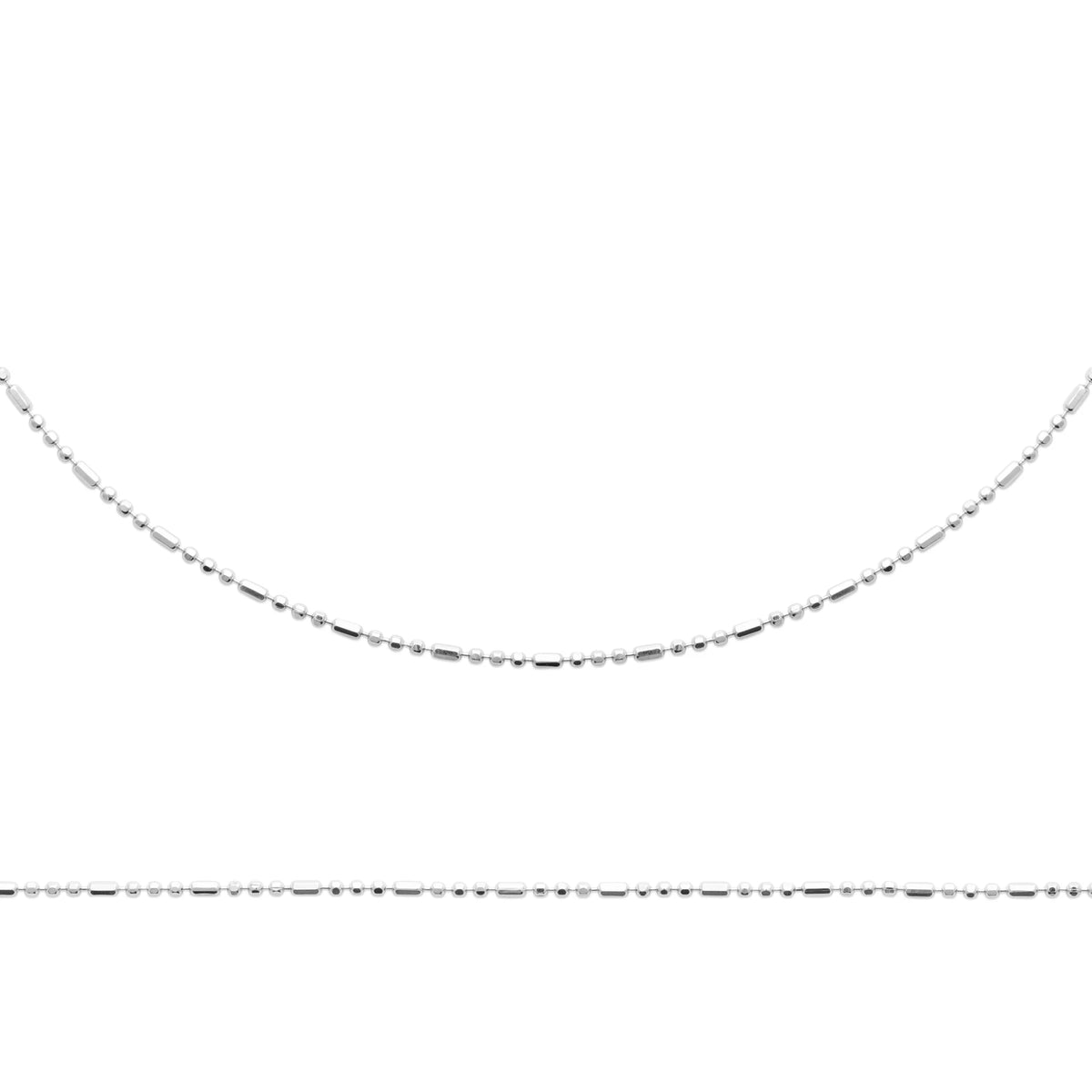 Collier chaîne à fines mailles facettées scintillantes en argent 925