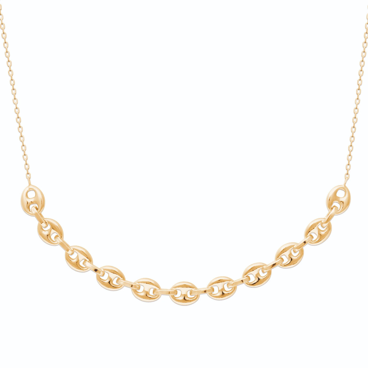 Collier mailles grain de café bombées en plaqué or