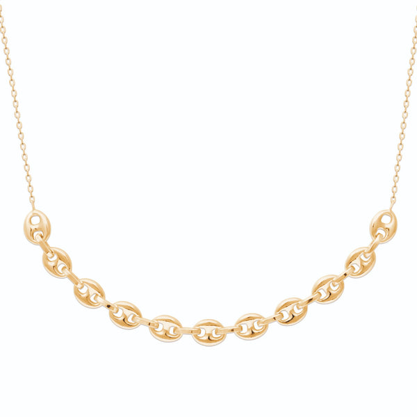 Collier mailles grain de café bombées en plaqué or