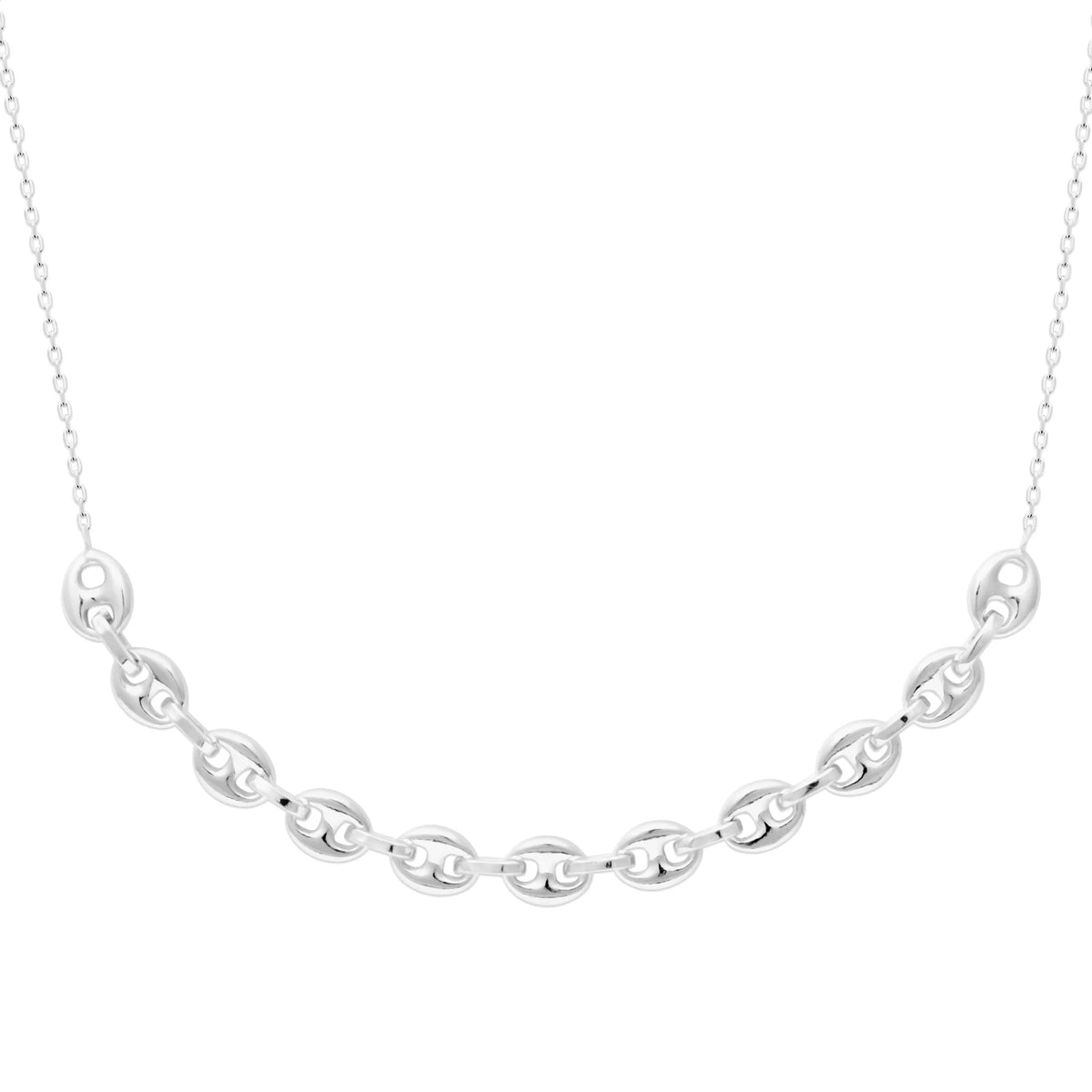 Collier mailles grain de café bombées en argent 925