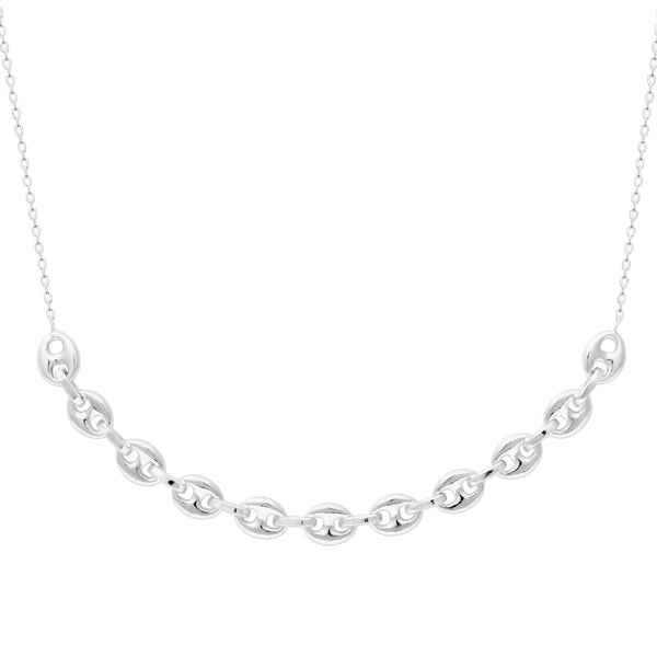 Collier mailles grain de café bombées en argent 925