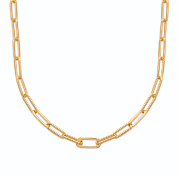 Collier chaîne maillons trombone en plaqué or