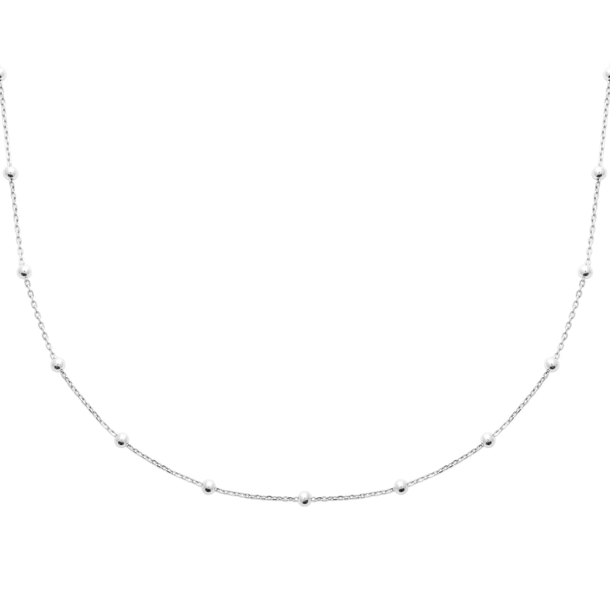 Collier chaîne satellite à billes en argent 925 rhodié 45 cm