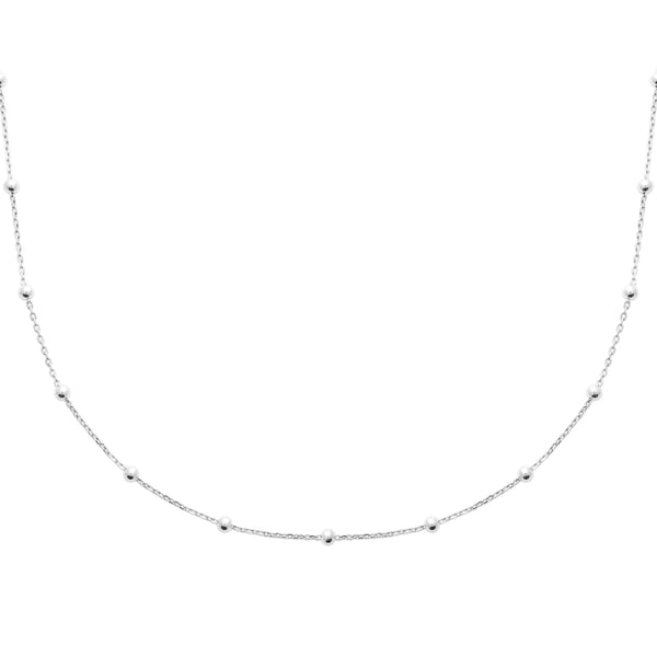 Collier chaîne satellite à billes en argent 925 rhodié 45 cm