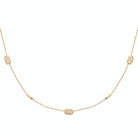 Collier chaîne à stations rectangulaires pavées de zircons en plaqué or