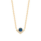 Collier chevron pavé de zircons et pierre bleu nuit en plaqué or