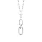 Collier chute de trois zircons et maillons ovales en argent 925
