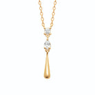 Collier chute zircon carré, zircon navette et goutte en plaqué or