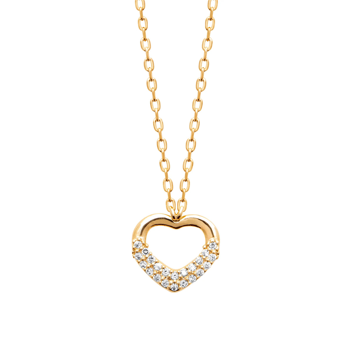 Collier cœur ajouré pavé de zircons en plaqué or