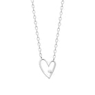 Collier cœur filaire asymétrique et zircon en argent 925