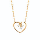 Collier cœur filaire ouvert et bouquet de trois zircons en plaqué or