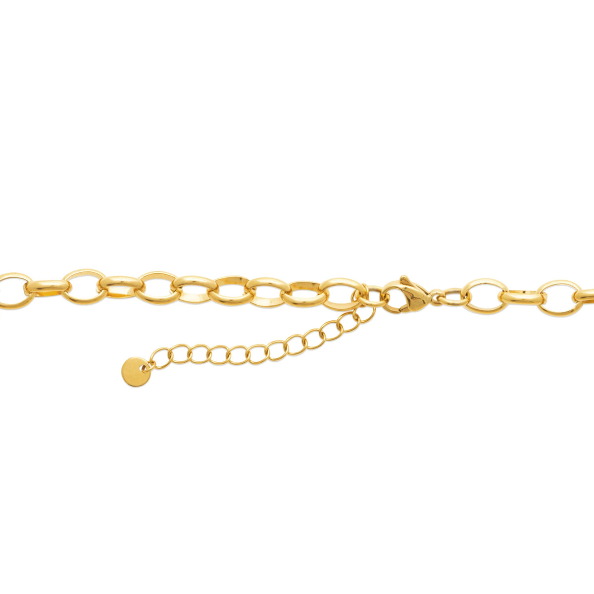 Détail du fermoir mousqueton et de la chaînette de réglage du collier cœur filaire doré