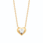 Collier cœur godronné et zircon taille cœur en plaqué or