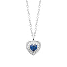 Collier cœur halo de zircons et pierre bleu nuit en argent 925