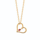 Collier cœur filaire et pierre poire rouge framboise en plaqué or