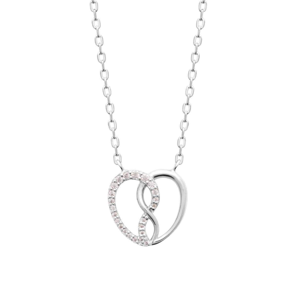 Collier cœur infini pavé de zircons en argent 925